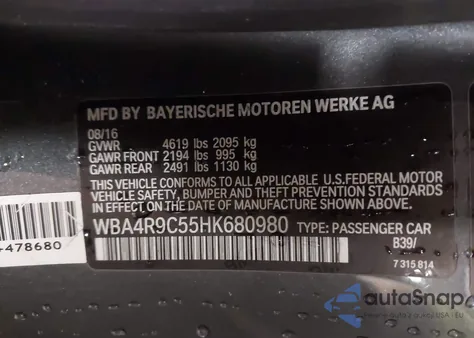 2017 BMW 430I xDrive z USA, uszkodzony, nr VIN WBA4R9C55HK680980